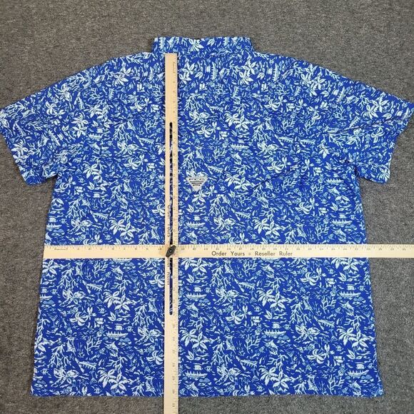 Columbia PFG Super Slack Tide Camp Mens Fishing Shirt Size 2XL Blue Tropical - Picture 12 of 15